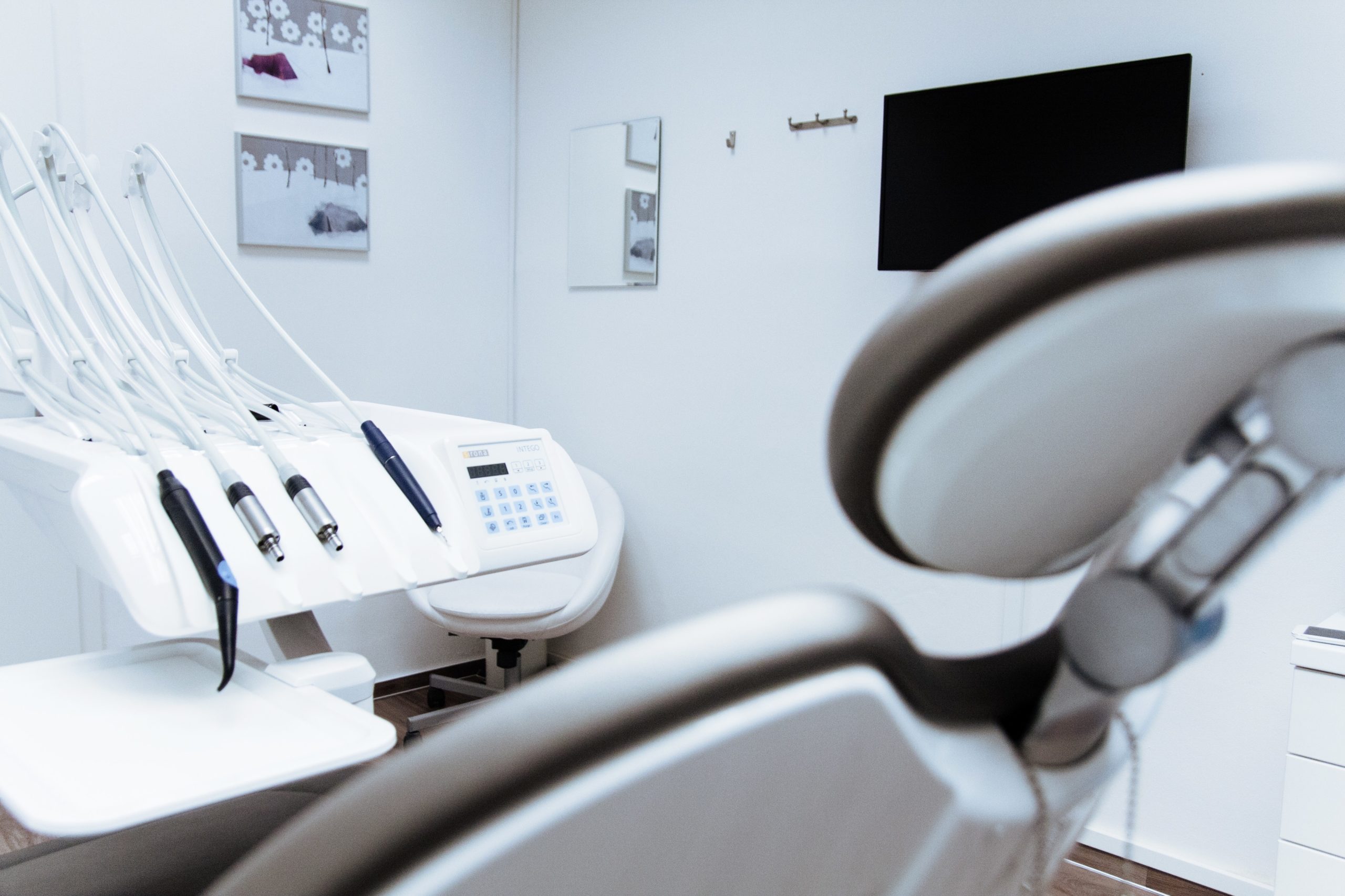Dental chair and other equipment at a dental clinic